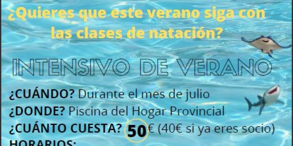 Curso intensivo Club Natación San Vicente . Verano en el Hogar Provincial (Julio)