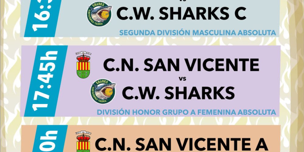 Pleno del CN San Vicente de Waterpolo frente a los tiburones de Valencia